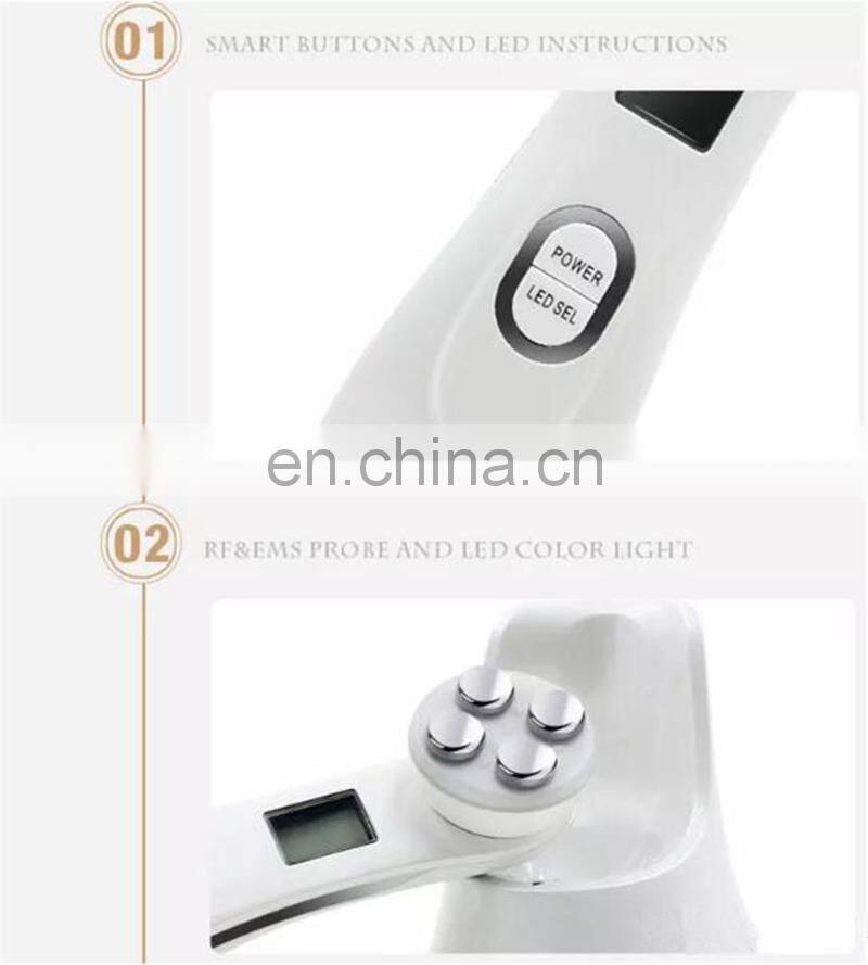 Portable High Frequency Ultrasonic Facial Wrinkles Removal Led Light Electric RF EMS Facial Massager Machine