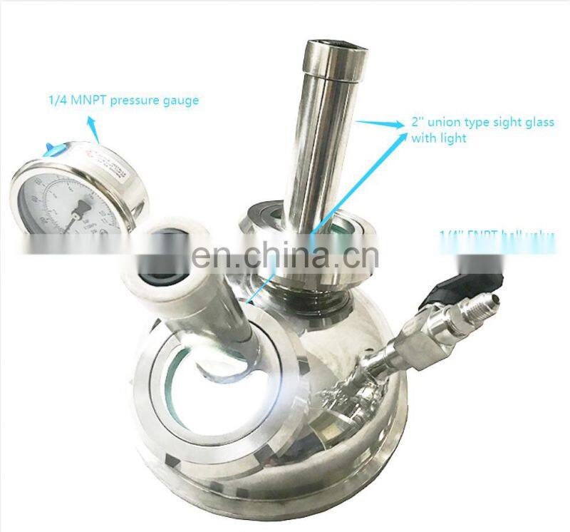 6" Hemispherical extractor lid for Reclaim Tank sight glass with light