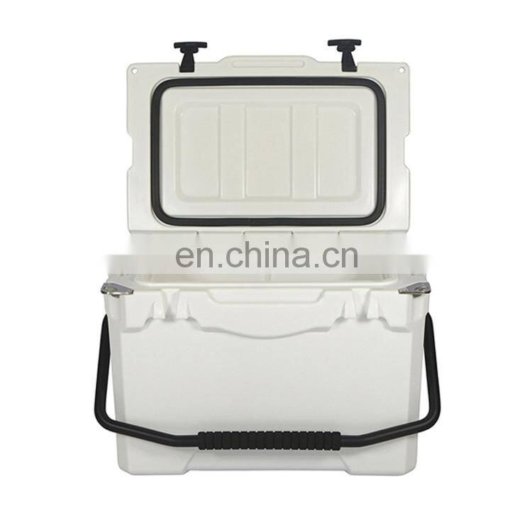 Custom logo 25QT outdoor durable big capacity portable rotational moulding fishing ice cooler box