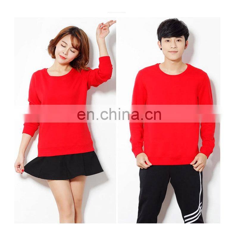 Customized plus velvet men and women casual loose large size solid color round neck sweater