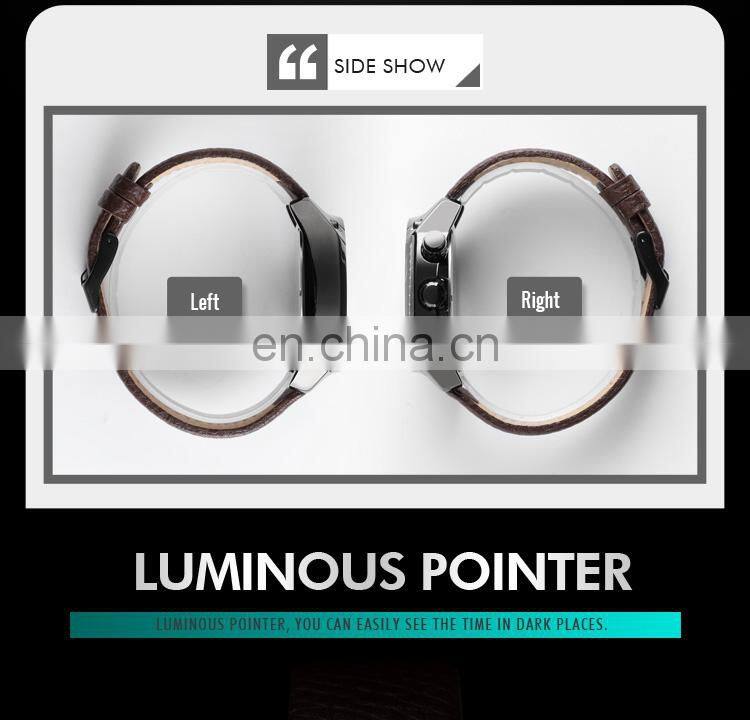 new SKMEI 9190 genuine leather strap 3atm water resistant quartz watch for men