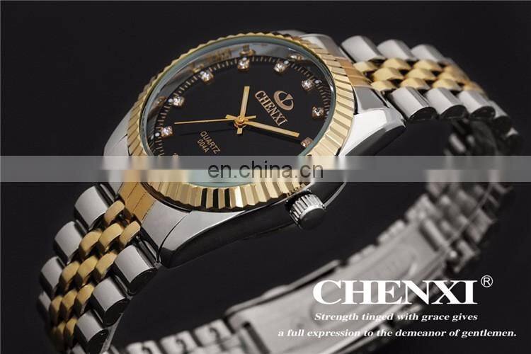 CHENXI 004A Crystal Diamond Couples Watch Stainless Steel Casual Dress Watches For Men Women Couple