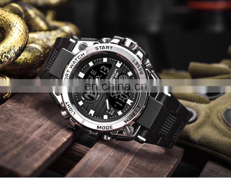 Sanda 739 Analog Digital Backlight Watches Mens Waterproof Analog Quartz Unique Army Green Gents Sport Wrist Watch For Boys