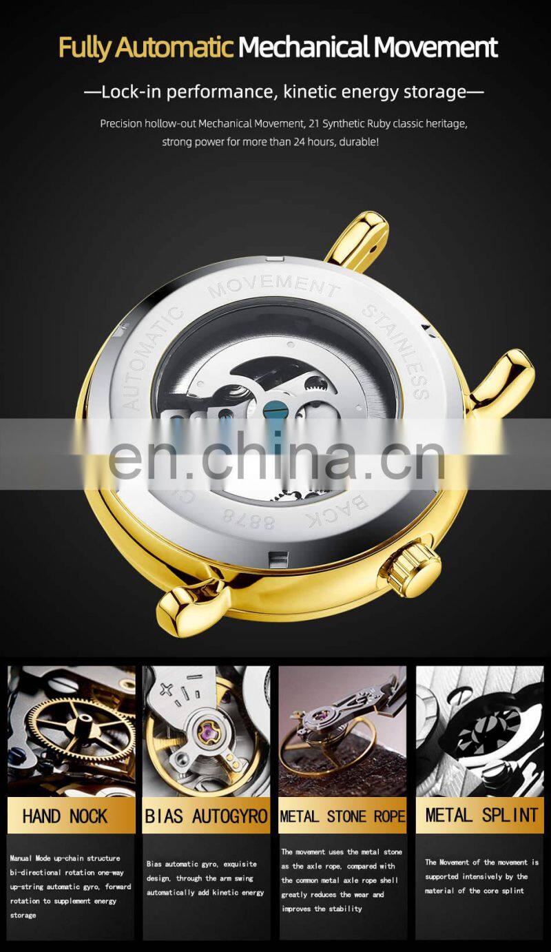 CHENXI 8878 Luxury Mens Mechanical Wristwatch Waterproof Automatic Watch Men Leather Business watches men wrist top