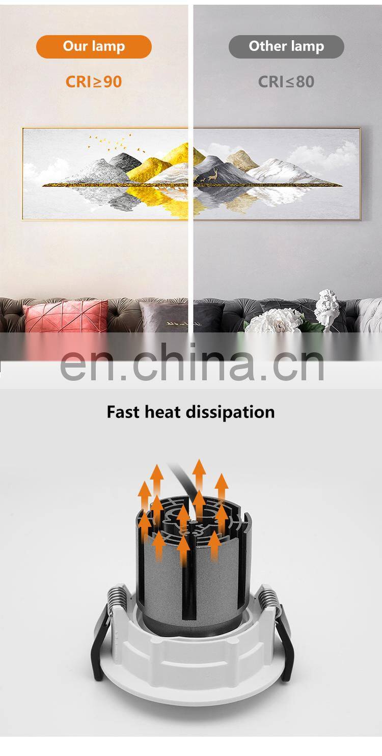 High Quality Aluminum Profile Ceiling Downlight Recessed Shopping Mall Hotel Project 7W Grille Lamp