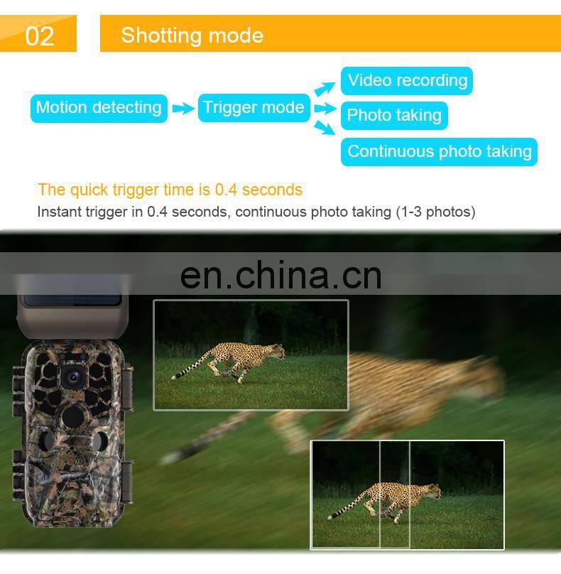 2021 hot new 4K WIFI Hunting Camera APP Control Real Time Animal Monitor with Solar Panel