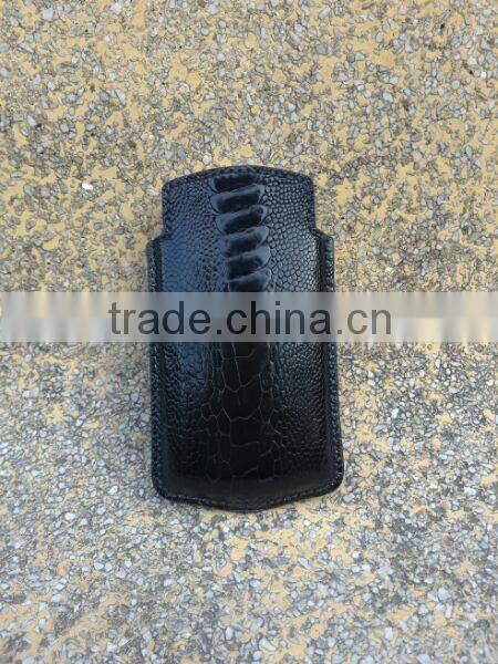 Luxury exotic skin ostrich leg skin leather sleeve for iphone 6 mobile phone sleeve