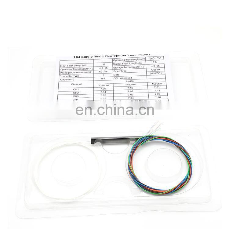 Fiber optic equipment 1260 to 1650nm ftth optic fiber plc splitter 1x2/1x4/1x8