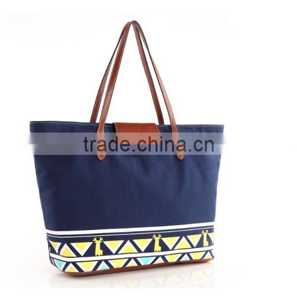 2013 Wholesale Embroider Flower Canvas Tote Beach Bag