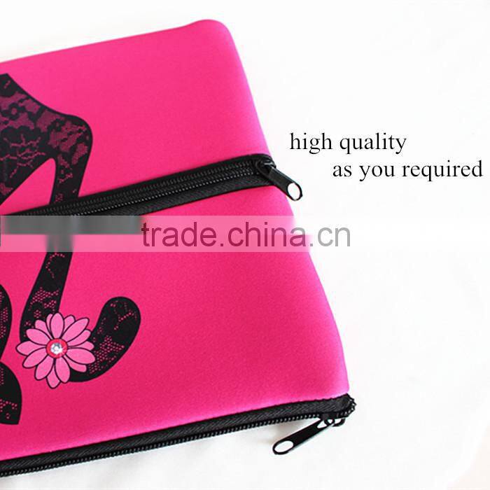 large nice two pockets neoprene pencil case