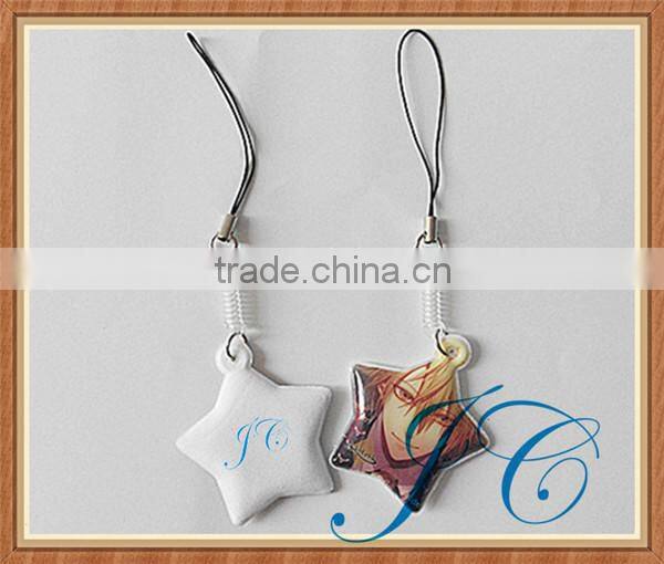 Customized printing pentagram eyeglass cleaner keychain