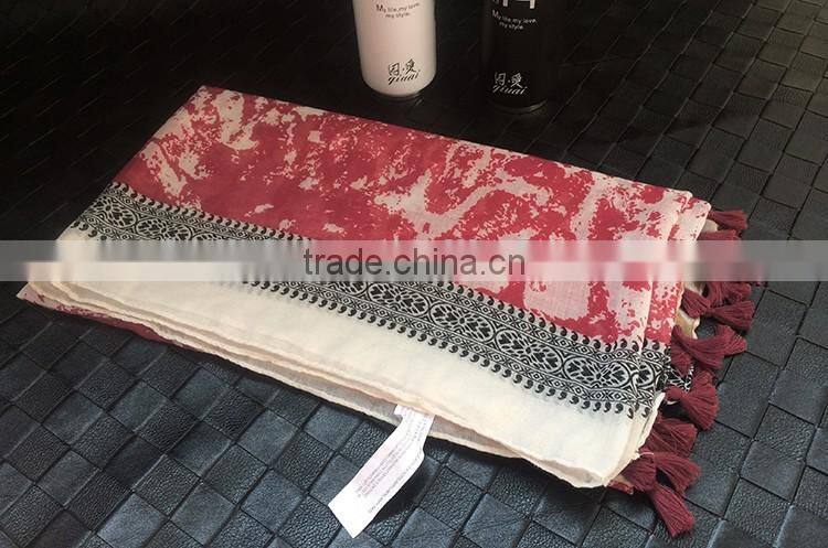 Ink Painting Print Design Large Long Cotton Pashmina Scarf Women Hijab