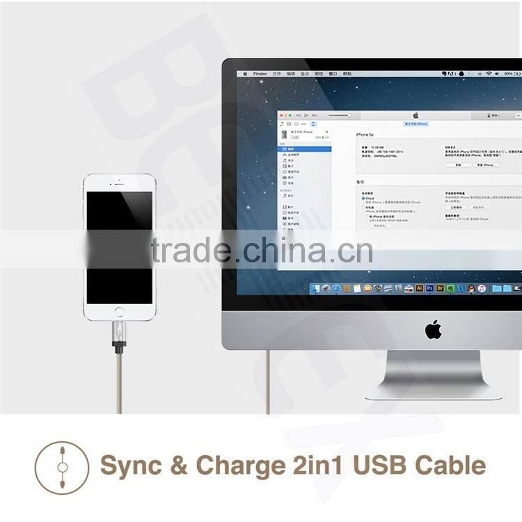 Nylong & TPE Mfi Original 8 Pin Circular Connector Wholesale USB Cable for IOS
