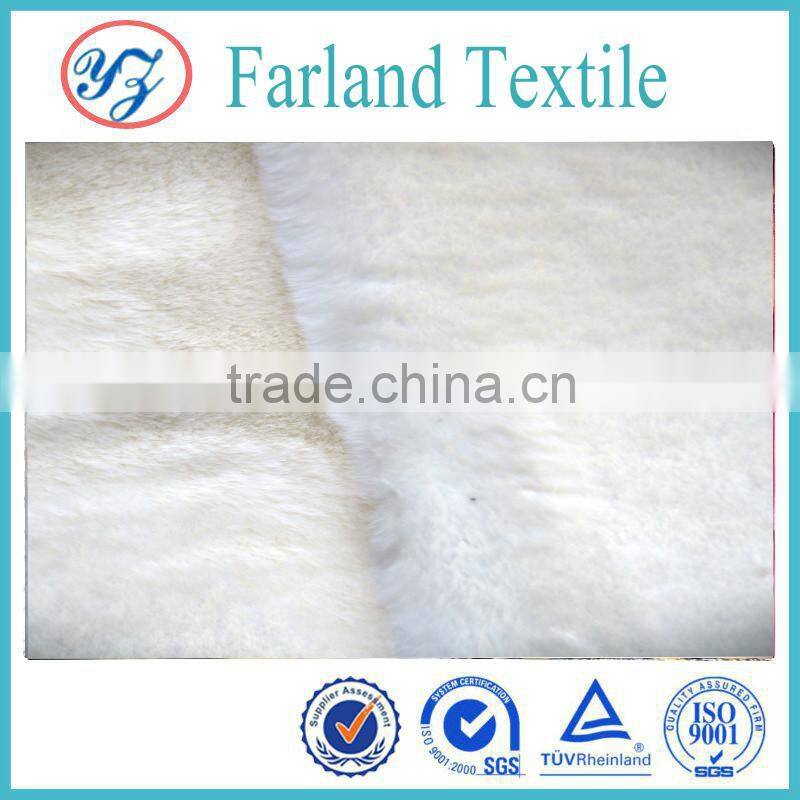 2015new products high pile plush fabric white rabbit fur coat fabric