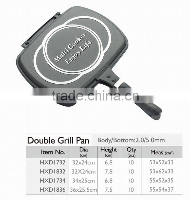 die cast non stick coating aluminium 36CM DOUBLE GRILL PAN