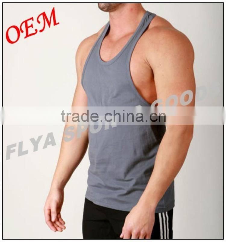 100% cotton plain white y-back gym singlet for men