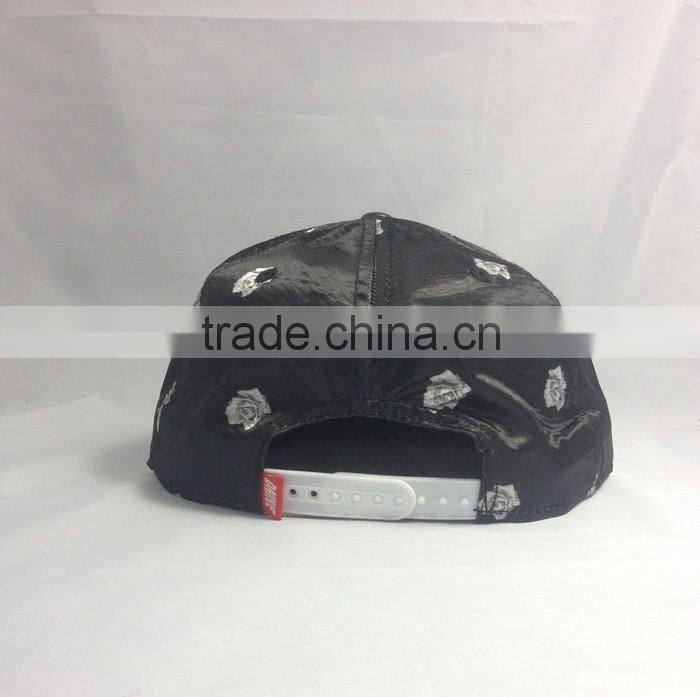 Custom digital printed stain surf snapback cap with PU leather brim