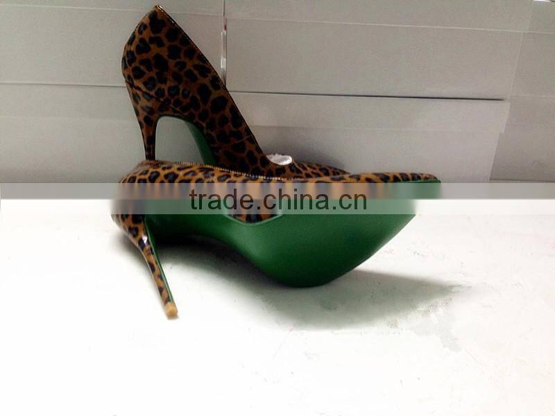 Catwalk New Arrival Leopard Patent Leather 120mm High Pointed Toe Stiletto J-String Shoes Women