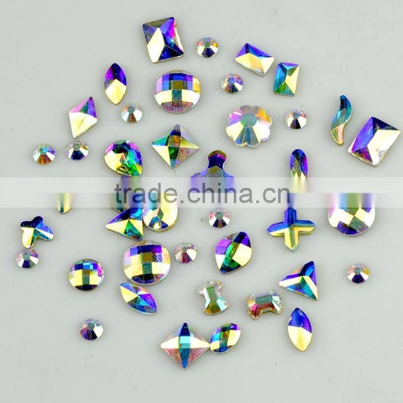 New design flat back crystal nail art rhinestone, assorted shapes nail art rhinestones