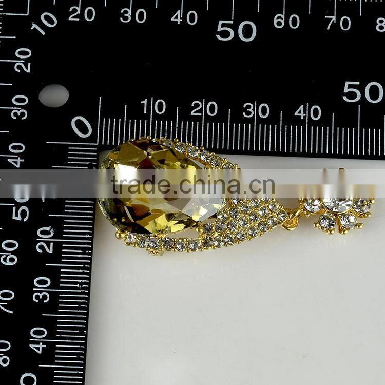 Teardrop Flower Light Topaz Tone Brooch, Teardrop Flower Silver Tone Brooch, Crystal Brooch Pin for Wdding Dress