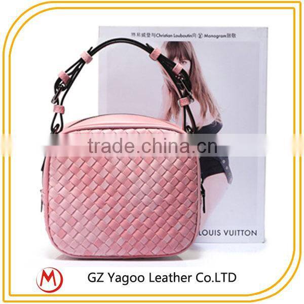Wholesale Pink Leather Woven Teen Bags