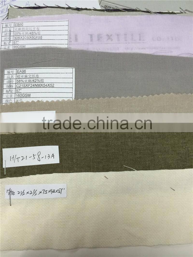 dyed color linen mix cotton linen fabric in jiaxing