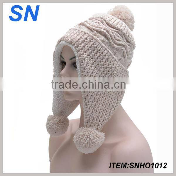 2015 new style knitted beanie women winter hat with scarf and gloves