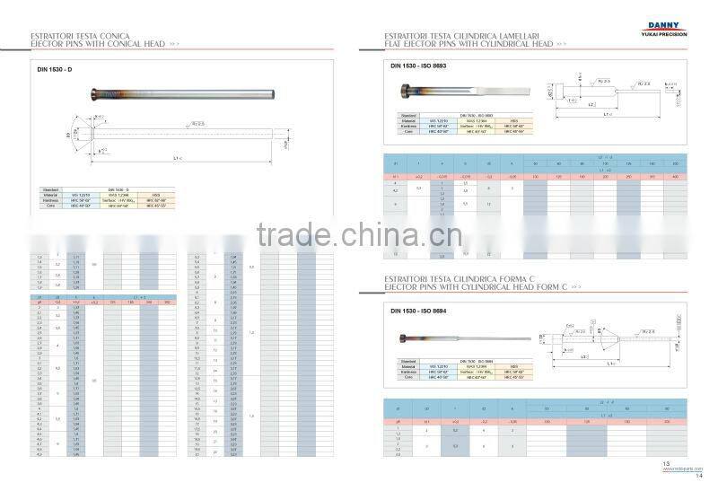 High quality ISO 8694 nitrided stepped ejector pins China factory