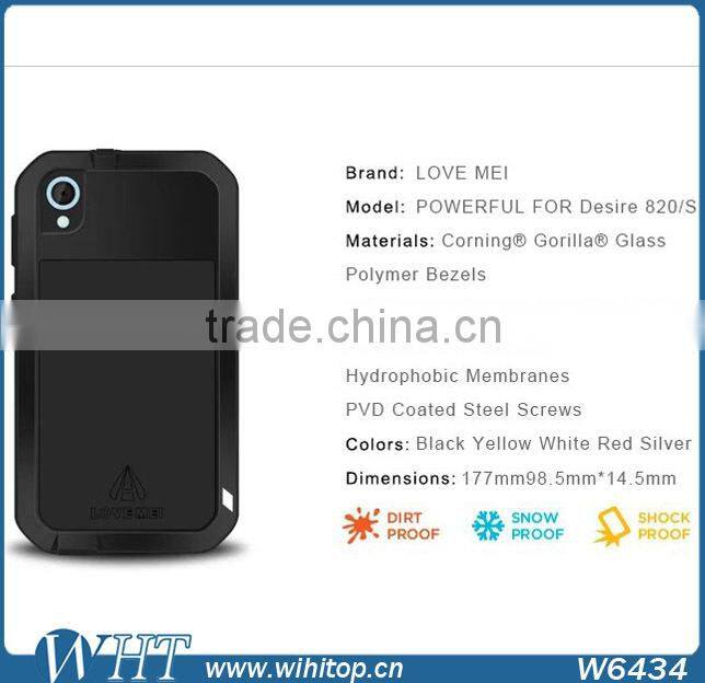 Love Mei Waterproof Case for HTC Desire 820 with Tempered Glass Screen Protector