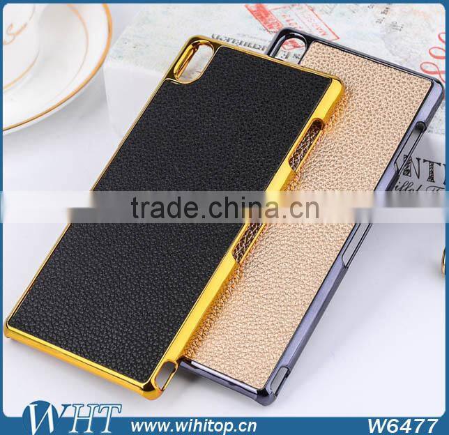Alibaba Express Hot Sale PC Back Cover for Sony Z3 Case, Chrome Leather Case for Xperia Z3