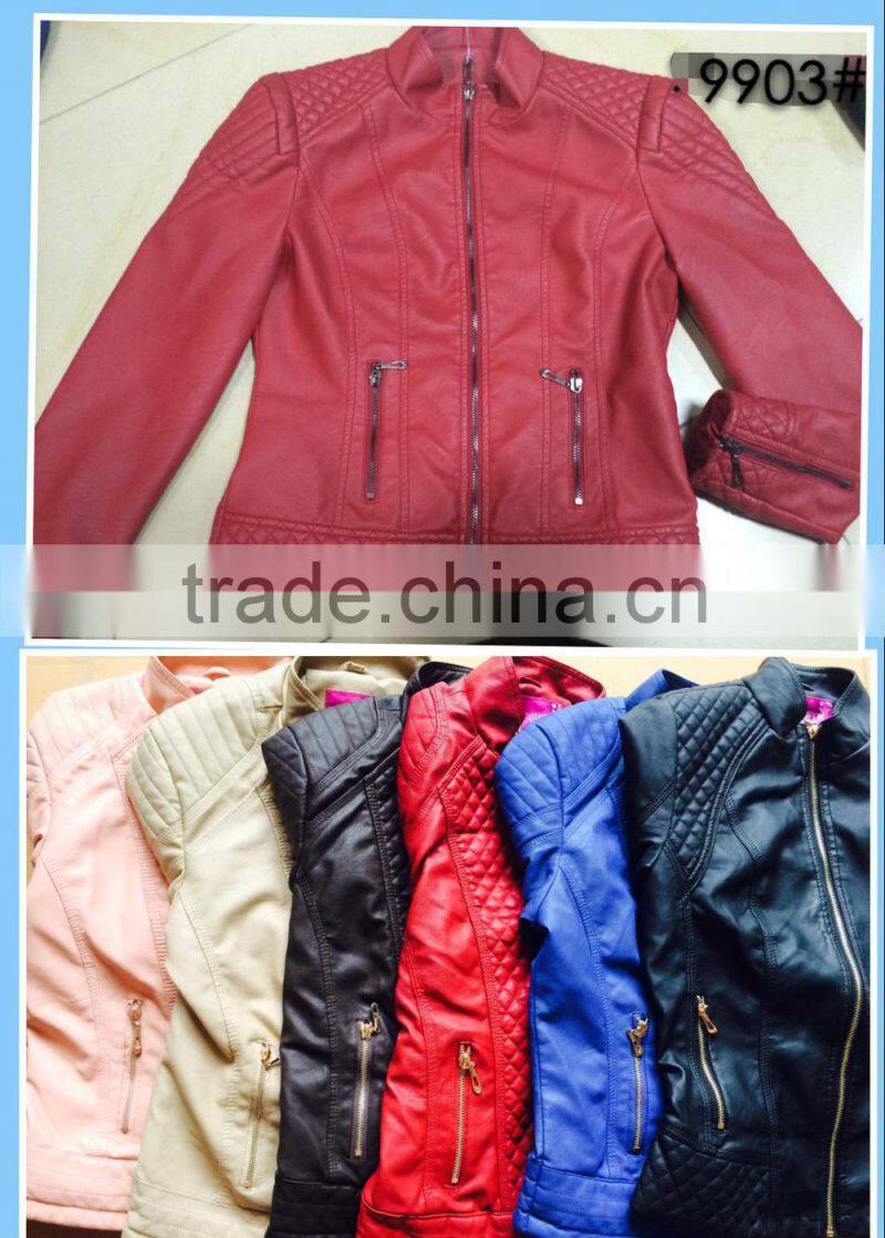 2015 women cool and stylish leather jacket in stock
