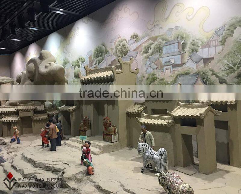 Chinese folk culture art silicone sculpture of wax museum display