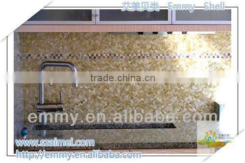 Brick yellow mother of pearl mosaic gold shell mosaic wall tile