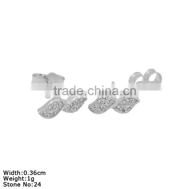 GZA9-018 Twist Design Small Silver Earring with Stones Stud Earrings