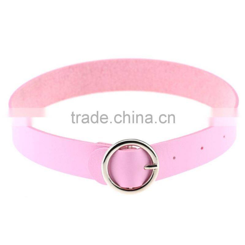 Hot Sexy Women Bijouterie Collar Punk Round Chain Goth Choker Harajuku Vintage PU Leather Neck Collar Maxi Necklaces Jewelry