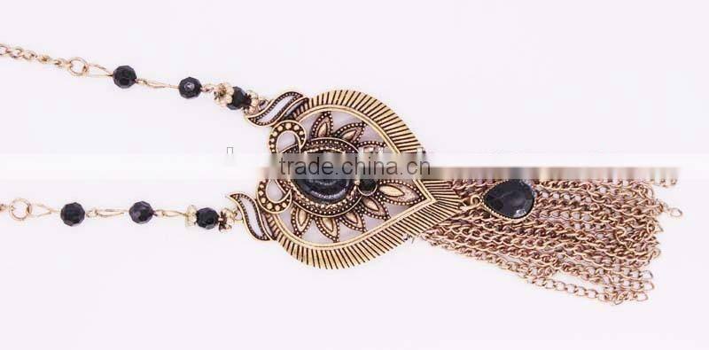 Unique chain Jewelry gold antique Tassels Necklace Fancy Big Heart Pendant Necklace GJ-094