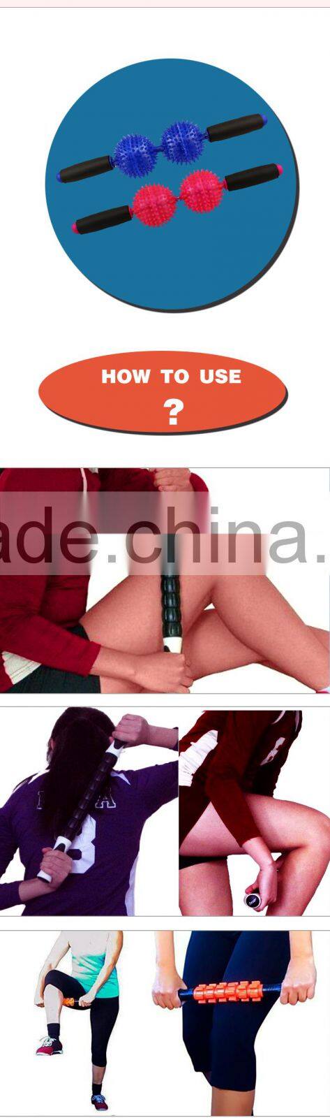 Roller Massage Stick - Rubber Foam Muscle Roller Exercise Trigger Point Acupressure Therapy Tool