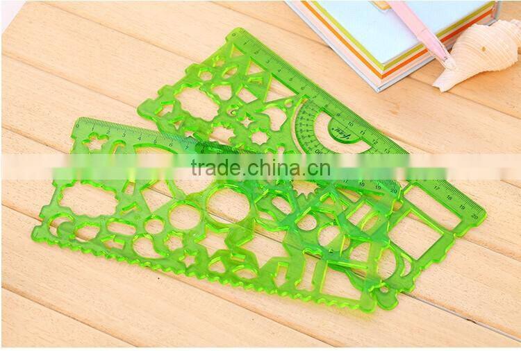 High Quality Soft 2 PCS In One Set Plastic Ruler Drawing Stencil