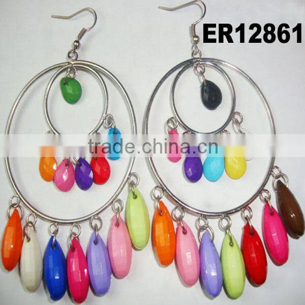 women big colorful chandelier hoop earrings