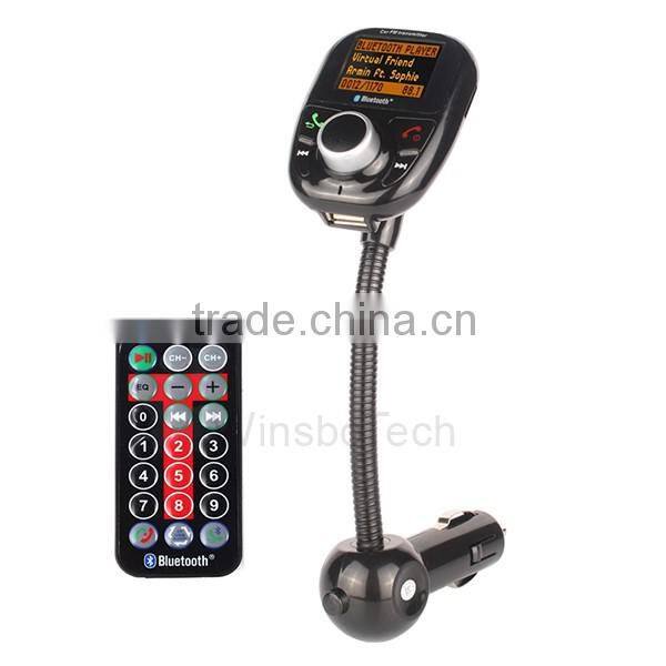 2016 hot sale! Wireless In-Car Bluetooth FM Transmitter with 2-Port USB Car Charging Hands-Free Calling MP3 Player