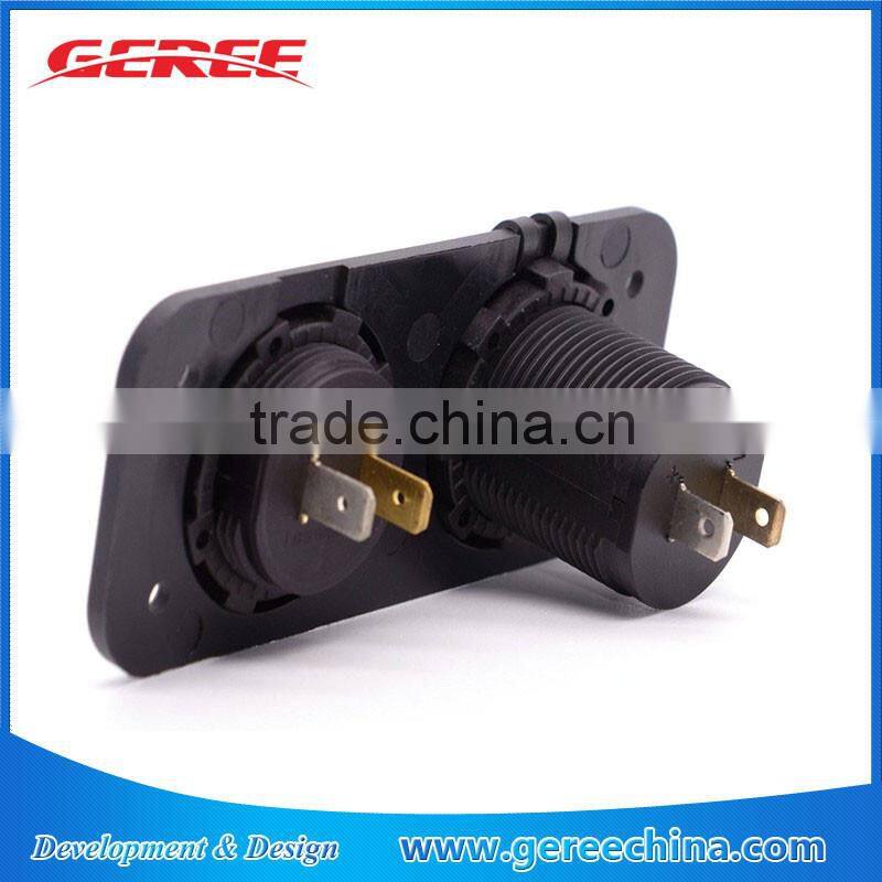 2.0A/1.0A Dual USB Port car Charger Socket Outlet 12V LED Digital USB Voltmeter Waterproof Design