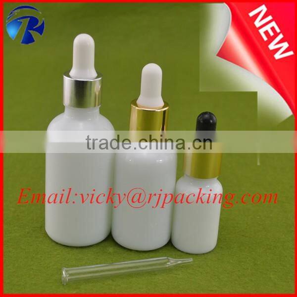 50ml ceramic white porcelain dropper bottle with silver dropper for oil