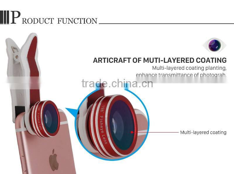 for iPhone iPad Samsung LG HTC Smartphone DSLR Lens 198 Degree Fisheye Lens Selfie Wide Lens 20X Macro Lens Clip Camera Lens