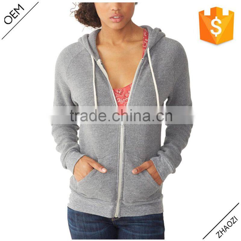 2016 Factory OEM service custom women plain hoodie with raglan sleeve