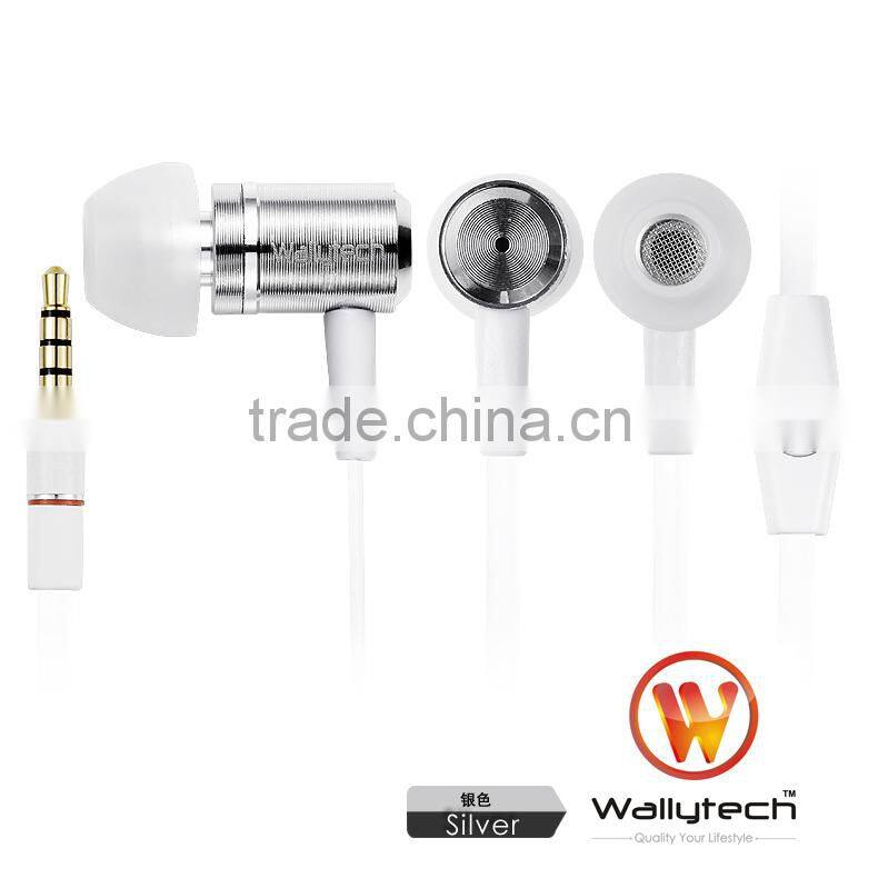 WHF-110 Flat Cable In-Ear Metal Earphones with Microphone and ON/OFF Remote for gift