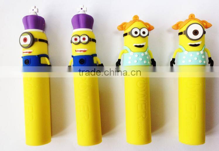 2014 New PVC cartoon minions style mobile power bank 2000mah/2200mah/2600mah