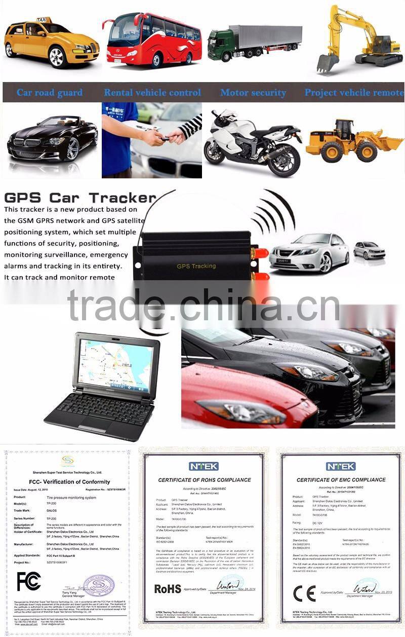 Hot selling tk103a software quad band dual sim card vehicle micro gsm gps tracker