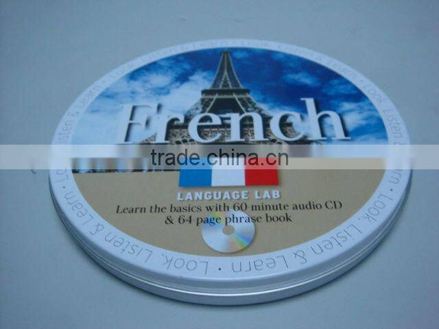 Round tin CD case
