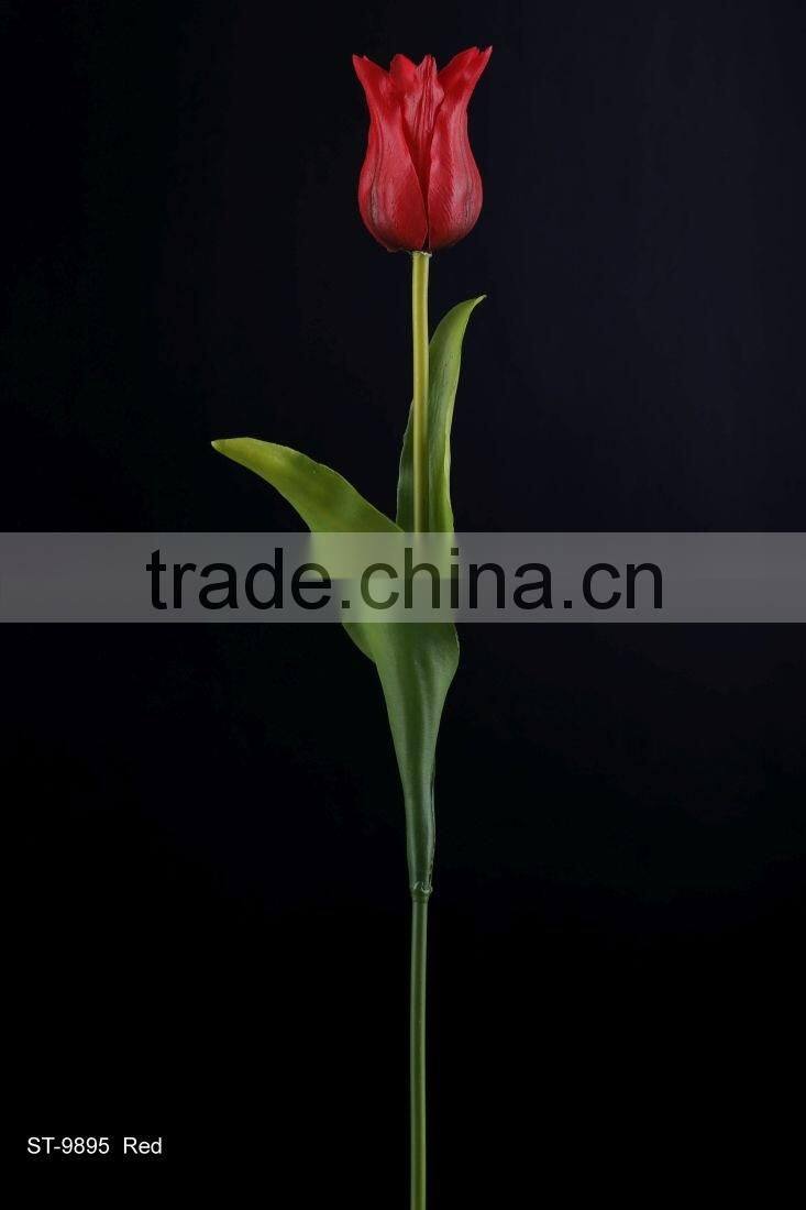 42 cm PVC Real Touch Tulip Spray with 2 Leaves Artificial Flower