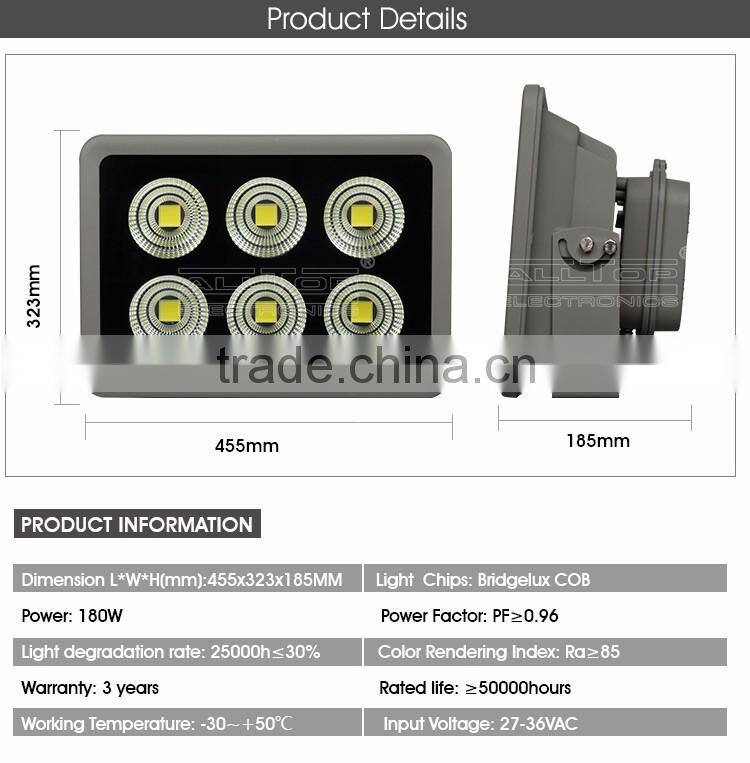 Bridgelux IP65 COB Waterproof Outdoor 180w high power led flood light